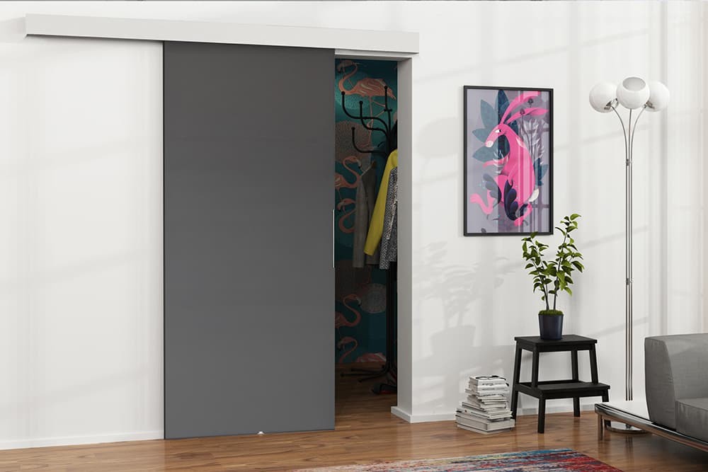 Vilen Door Posuvné dvere na stenu MALIBU komplet Grafitový Antracit 86 x 205 cm