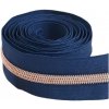 Zips metráž / 5 mm / tmavo - modrý / zúbky ružové zlato Zips metráž / 5 mm / tmavo - modrý / zúbky ružové zlato