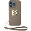 DKNY PU Leather Stack Logo Wrist Strap pre Apple iPhone 14 Pro Max, béžová DKNY PU Leather Stack Logo Wrist Strap pre Apple iPhone 14 Pro Max, béžová