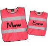 Korntex reflexná vesta s reflexným menom FAMILY neon ružová