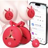 SuperLove 3 Motors Vibrating Silicone Nipple Clamps with Remote & App Red SuperLove 3 Motors Vibrating Silicone Nipple Clamps with Remote & App Red