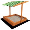 SAND TROPIC Drevené pieskovisko so strieškou 120x120cm (impregnované) zeleno-biele SAND TROPIC Drevené pieskovisko so strieškou 120x120cm (impregnované) zeleno-biele