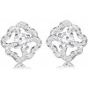 Šperky eshop - Puzetové náušnice zo striebra 925 - číry ligotavý obrys kvetu, okrúhly trblietavý zirkón G20.11 Šperky eshop - Puzetové náušnice zo striebra 925 - číry ligotavý obrys kvetu, okrúhly trblietavý zirkón G20.11