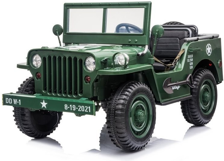 Mamido detský elektrický Jeep Willys 4x4 trojmiestny zelená