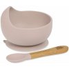 INTERBABY | MISKA silikonová + LYŽIČKA silikonová +4 m - ružová INTERBABY | MISKA silikonová + LYŽIČKA silikonová +4 m - ružová