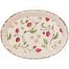 Clayre & Eef Keramický oválny podnos s jahôdkami Wild Strawberries 25x18x3cm