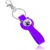 Šperky eshop - Kľúčenka striebornej farby, fialový silikónový prívesok, ligotavá hlava medvedíka SP65.21 Šperky eshop - Kľúčenka striebornej farby, fialový silikónový prívesok, ligotavá hlava medvedíka SP65.21