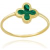 MINET Zlatý prsten čtyřlístek se zeleným malachitem Au 585/1000 Velikost prstenu:: 62, Hmotnost (g): 1,2 MINET Zlatý prsten čtyřlístek se zeleným malachitem Au 585/1000 Velikost prstenu:: 62, Hmotnost (g): 1,2