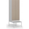 Šatníková skrinka S1 s lavičkou, 2 oddiely, 1875 x 600 x 500/800 mm, demont, cylindrický zámok, béžové dvere Šatníková skrinka S1 s lavičkou, 2 oddiely, 1875 x 600 x 500/800 mm, demont, cylindrický zámok, béžové dvere