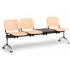 Drevená lavica ISO II, 3-sedadlo + stolík, chróm nohy