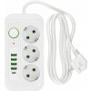 Predlžovací Kábel Biely 1,5m 3 zásuvky + 4x USB-A + USB-C Napájacia lišta s vypínačom Predlžovací Kábel Biely 1,5m 3 zásuvky + 4x USB-A + USB-C Napájacia lišta s vypínačom