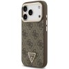 Guess PU Leather 4G Strass Triangle Logo Gold Frame MagSafe Zadní Kryt pro iPhone 17 Pro Brown