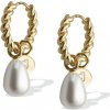 Kruhové pozlátené náušnice s perlami LJ2850 - VÝPREDAJ Kruhové pozlátené náušnice s perlami LJ2850 - VÝPREDAJ