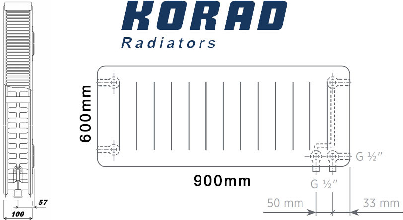 Korad Radiators 22VKP 600 x 900 mm