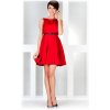 Dámske spoločenské šaty FOLD so skladmi a opaskom stredne dlhé červená XL
