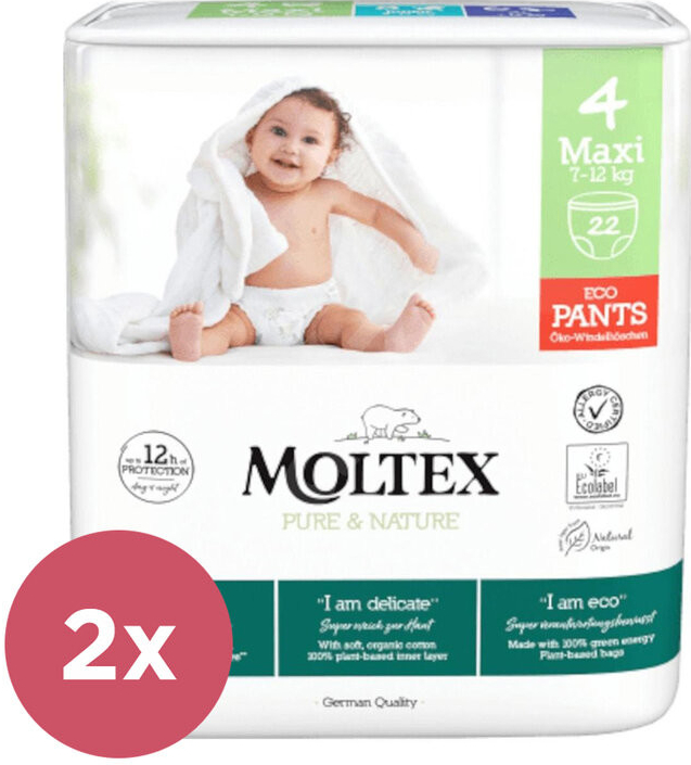 MOLTEX 2x Pure&Nature 4 Maxi 7-12 kg 22 ks