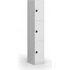 Šatníková skrinka S1 s úložnými boxmi, 3 boxy, 1850 x 300 x 500 mm, kódový zámok, laminované dvere, biela Šatníková skrinka S1 s úložnými boxmi, 3 boxy, 1850 x 300 x 500 mm, kódový zámok, laminované dvere, biela