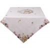 Clayre & Eef Béžový bavlnený obrus so zajačikom Happy Bunny 100x100 cm
