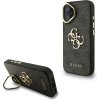 Guess PU 4G Metal Logo Stand Camera Frame zadný kryt pre iPhone 16 Black