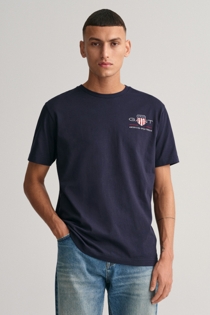 Gant tričko Reg Archive Shield EMB SS modré