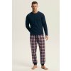 Henderson pánske bavlnené pyžamo 43457 Noir tmavo modrá