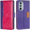 Peňaženkové kožené puzdro Contrast na Motorola Edge 30 Pro - Fialová a ružovo šedá Peňaženkové kožené puzdro Contrast na Motorola Edge 30 Pro - Fialová a ružovo šedá