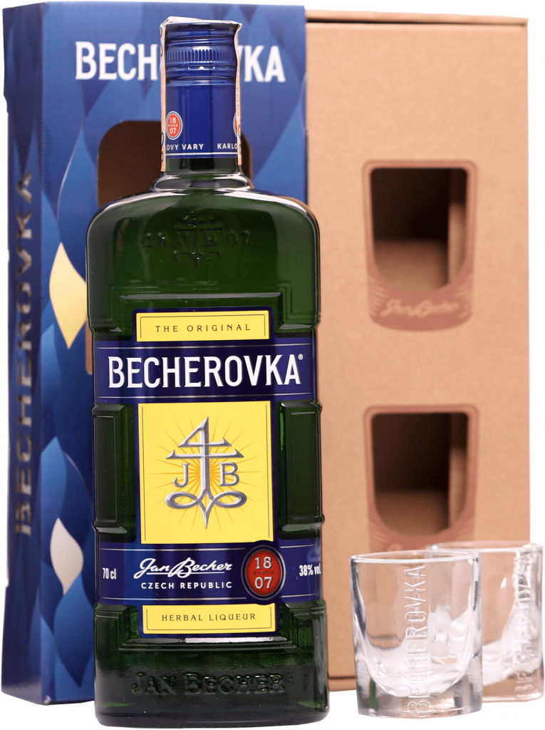 Becherovka 38% 0,7 l (dárčekové balenie 2 poháre)