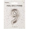 PartyDeco Fóliový balón Mini Číslo 9 strieborný 35cm PartyDeco Fóliový balón Mini Číslo 9 strieborný 35cm