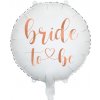 PartyDeco Fóliový balón Bride to be bieloružový 45 cm