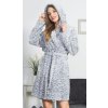 Dámsky župan krátky s kapucňou Leopard grey šedá 3XL Dámsky župan krátky s kapucňou Leopard grey šedá 3XL