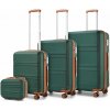 KONO Set 4 cestovných kufrov s horizontálnym dizajnom - ABS - zeleno-hnedý - 10L/44L/66L/96L KONO Set 4 cestovných kufrov s horizontálnym dizajnom - ABS - zeleno-hnedý - 10L/44L/66L/96L
