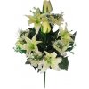 Kytica ľalie & ruže & dahlie x12 47cm krémová & žltá umelá Kytica ľalie & ruže & dahlie x12 47cm krémová & žltá umelá