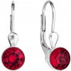 Strieborné náušnice visiace s kryštálmi červené okrúhle 31112.3 ruby Strieborné náušnice visiace s kryštálmi červené okrúhle 31112.3 ruby