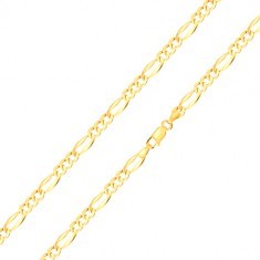 Šperky eshop Retiazka v žltom zlate s motívom Figaro tri oválne očká, podlhovasté očko GG186.37