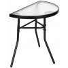 MultiGarden SC-090 Polkruhový sklenený záhradný stôl, 70 x 64 x 43 cm, čierny
