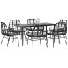VidaXL 7-dielna záhradná súprava s poduškami, čierna, polyratan, sklo VidaXL 7-dielna záhradná súprava s poduškami, čierna, polyratan, sklo