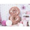 PartyDeco Fóliový balón číslo 8 ružové zlato 86 cm