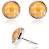 Šperky eshop - Náušnice cabochon, vypuklé číre sklo, žlté a oranžové srdiečka SP75.13 Šperky eshop - Náušnice cabochon, vypuklé číre sklo, žlté a oranžové srdiečka SP75.13