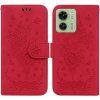 Peňaženkové kožené puzdro Butterfly Rose na Motorola Edge 40 - Červená Peňaženkové kožené puzdro Butterfly Rose na Motorola Edge 40 - Červená