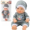 Bábika v sivom pyžame - čiapka, pohyblivé ruky a nohy, 30 cm Bábika v sivom pyžame - čiapka, pohyblivé ruky a nohy, 30 cm