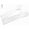 Dlhé spoločenské rukavice saténové - 12 párov - biela - 1 biela