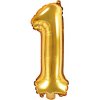 PartyDeco Fóliový balón Mini - Číslo 1 zlatý 35cm PartyDeco Fóliový balón Mini - Číslo 1 zlatý 35cm