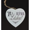 Tabuľka drevená srdce 20cm Tu býva láska Tabuľka drevená srdce 20cm Tu býva láska