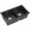 GraniteQ ČTVRÁK | LOGAN 120 | žulový kuchyňský dřez BLACK DIAMOND + MĚDĚNÉ PVD | rozměry: 76 x 45 x 23,5 cm | 2komorová vložka | výška dna skříňky od: 80 cm GraniteQ ČTVRÁK | LOGAN 120 | žulový kuchyňský dřez BLACK DIAMOND + MĚDĚNÉ PVD | rozměry: 76 x 45 x 23,5 cm | 2komorová vložka | výška dna skříňky od: 80 cm