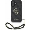 Guess PU 4G Metal Logo Strap zadný kryt pre iPhone 16 Black
