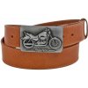 Džínsový opasok pre motorkárov MOTOCYCLE koňakovo-hnedý 110 Džínsový opasok pre motorkárov MOTOCYCLE koňakovo-hnedý 110