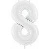 PartyDeco Fóliový balón číslo 8, 86 cm biely PartyDeco Fóliový balón číslo 8, 86 cm biely
