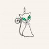 SilveAmo Strieborný prívesok Mačička so zelenými očami P2FI473