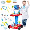 JOKO Sada Detský lekársky vozík s Ekg, súprava pre malého lekára, malú doktorku, červený JOKO Sada Detský lekársky vozík s Ekg, súprava pre malého lekára, malú doktorku, červený