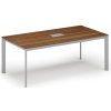 Rokovací stôl PRIMO INVITATION, 200x100 cm, orech + stolná zásuvka TYP II, strieborná Rokovací stôl PRIMO INVITATION, 200x100 cm, orech + stolná zásuvka TYP II, strieborná